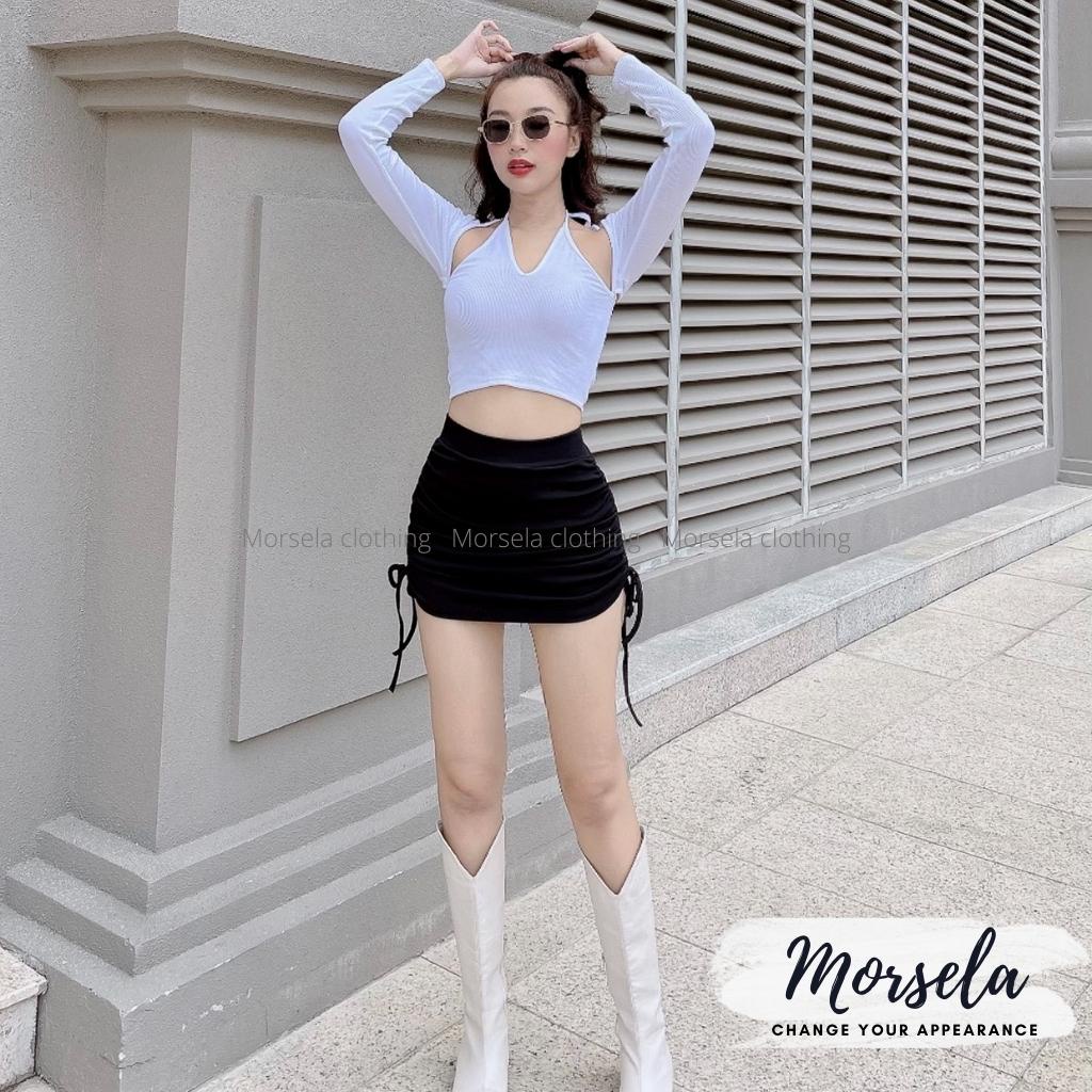 Áo croptop nữ tay dài cổ yếm - Áo crop top kiểu yếm - Morsela