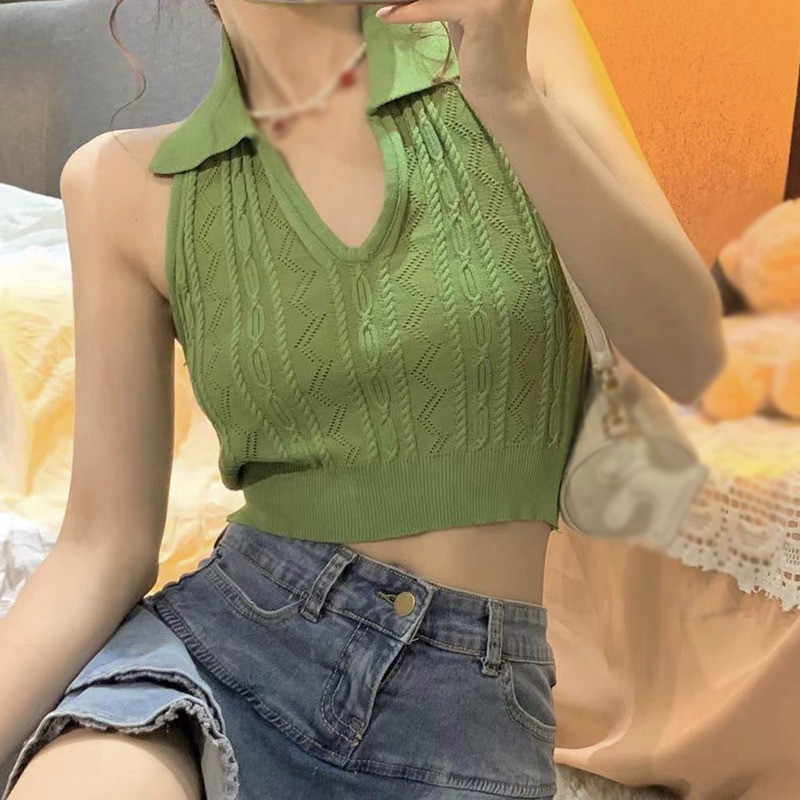 Áo Dệt Kim Hai Dây Cổ Chữ V Thời Trang Sành Điệu Cho Nữ