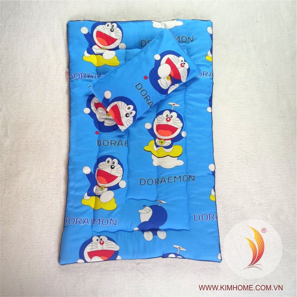 Bộ NỆM và GỐI NẰM cho trẻ đi học BÁN TRÚ TIỂU HỌC - TRUNG HỌC chất liệu vải Cotton- Cara chần gòn thương hiệu KimHome