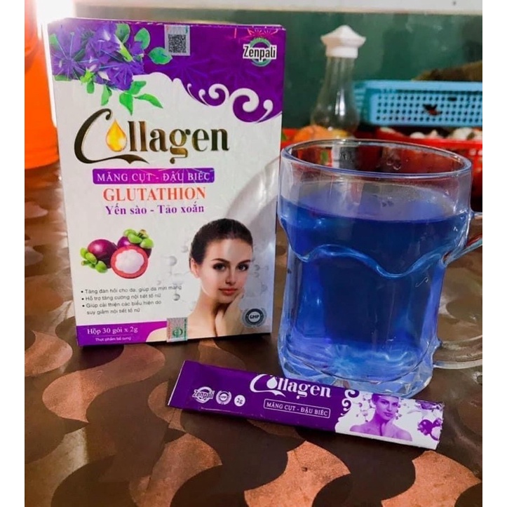 Collagen Măng Cụt Đậu Biếc Zenpali - Cốm Uống Đẹp Da 30 gói [Chính Hãng]