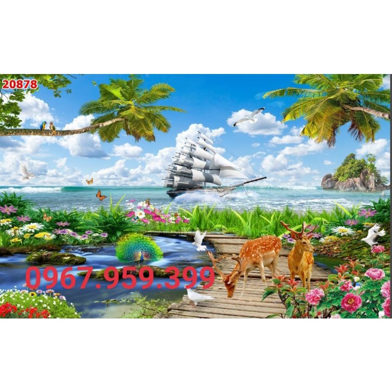 Tranh dán tường 3D thuận buồm xuôi gió