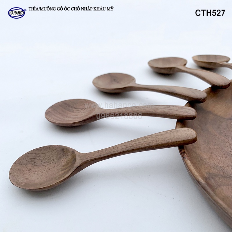 Muỗng cafe đầu tròn gỗ óc chó, thìa xuất Nhật - xúc gia vị/an toàn thực phẩm  |CTH527