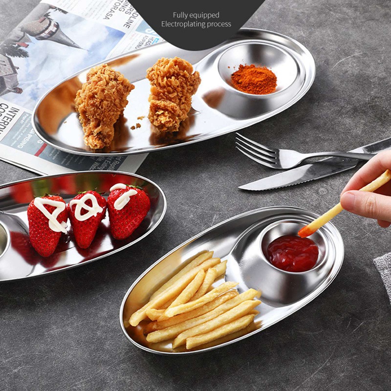 Đĩa Đựng Thức Ăn Hình Oval Bằng Thép Không Gỉ | BigBuy360 - bigbuy360.vn