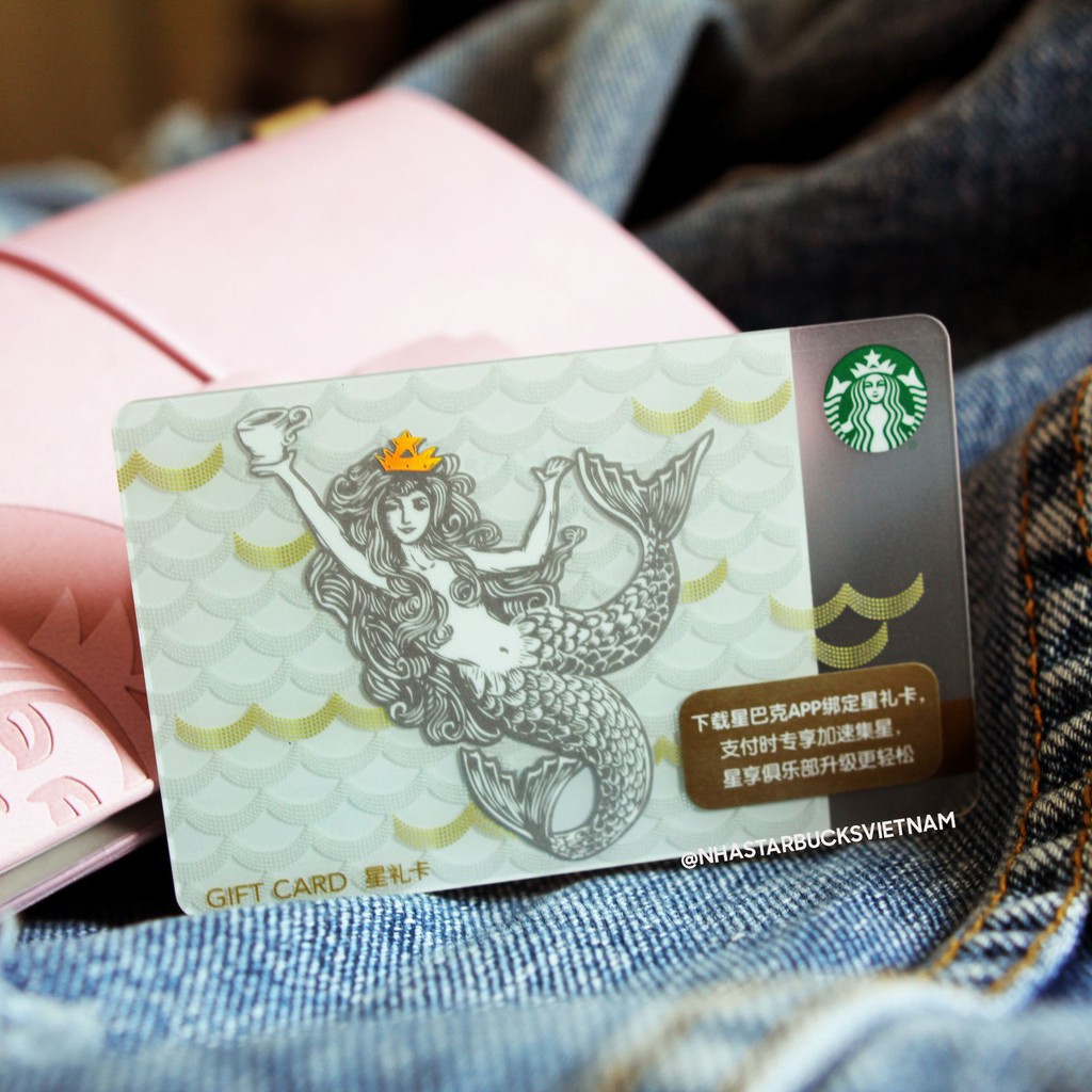 SƯU TẦM  Thẻ Starbucks Tiên Cá Siren trắng kèm thiệp thumbnail