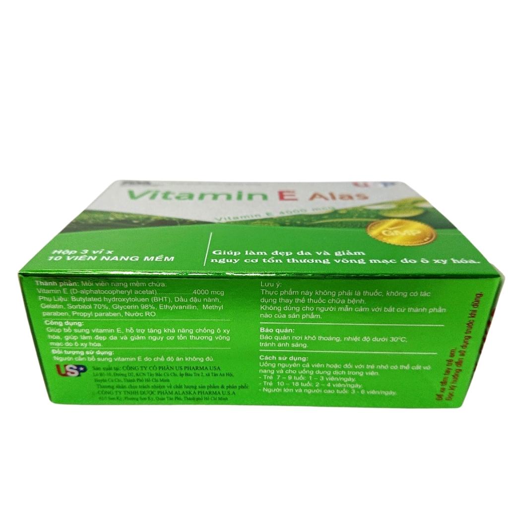Viên Uống Vitamin E 400iu Alas US Pharma USA -Hộp 30 viên
