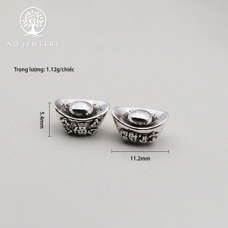 Charm bạc thỏi vàng xỏ - NQ Jewelry