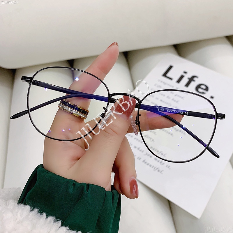 Mắt Kính Chống Bức Xạ Hình Oval Gọng Kim Loại Phong Cách Cổ Điển Thời Trang Cho Nam Và Nữ