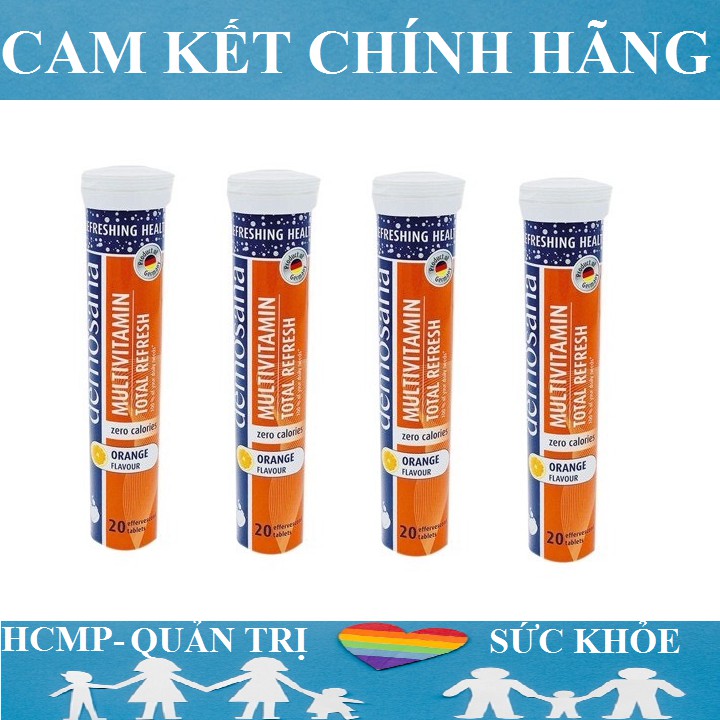 [NHẬP KHẨU ĐỨC] Viên Sủi Tăng Sức Đề Kháng DEMOSANA MULTIVITAMIN 20V- 10 loại vitamin- Vị cam, không đường, không calo