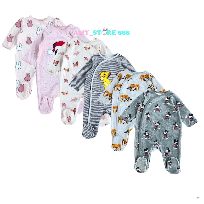 Body sleepsuit liền thân bé trai bé gái chất nỉ nhung mềm ấm, body liền thân bé trai bé gái xuất dư