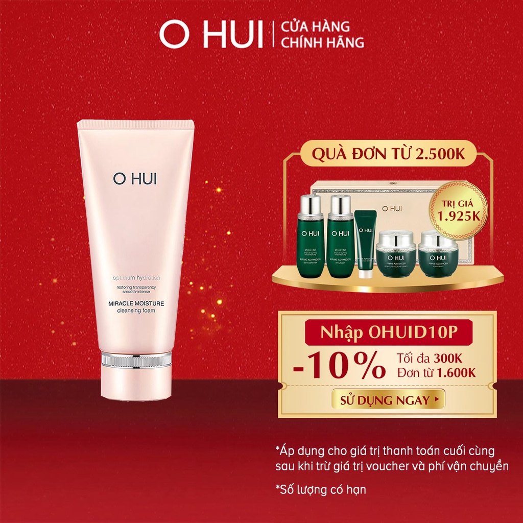 [Mã COSLUX07 giảm 120K]Sữa rửa mặt dưỡng ẩm OHUI Miracle Moisture Cleansing Foam 200ml