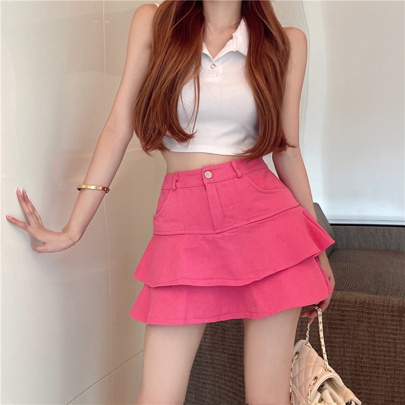 Chân váy bò dáng tầng bèo Quảng châu