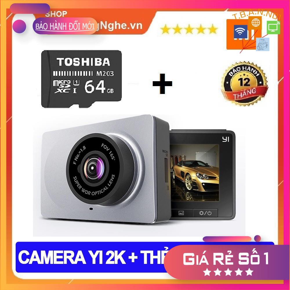 Camera Hành Trình Ô tô Xiaomi Yi 2K 1296P + Thẻ nhớ Class10 - BH 12 tháng