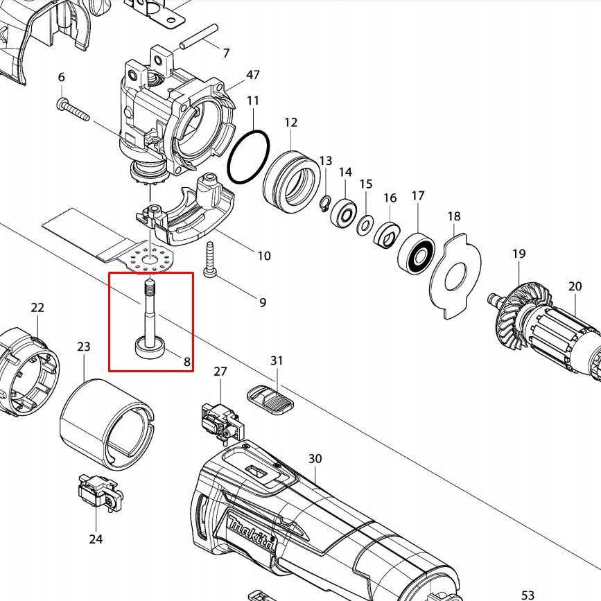 Ốc khóa, mở lưỡi cho máy cắt rung đa năng Makita 327177-9 | DCSG