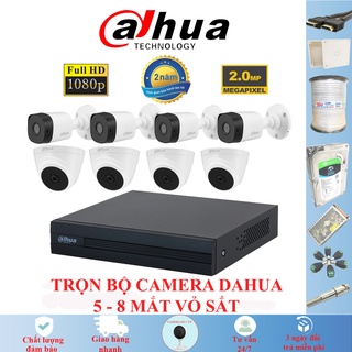 Trọn Bộ Camera Dahua 2.0MP Vỏ sắt Full HD 1080P, 5-8 mắt camera full phụ kiện lắp đặt