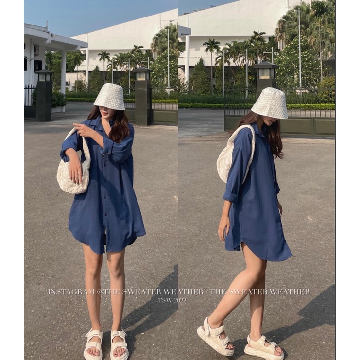 Váy Sơ Mi Nữ Cao Cấp from rộng dáng Suông kẻ đuôi tôm, Đầm nữ xinh dáng dài mặc đi chơi phong cách Hàn Quốc 2022