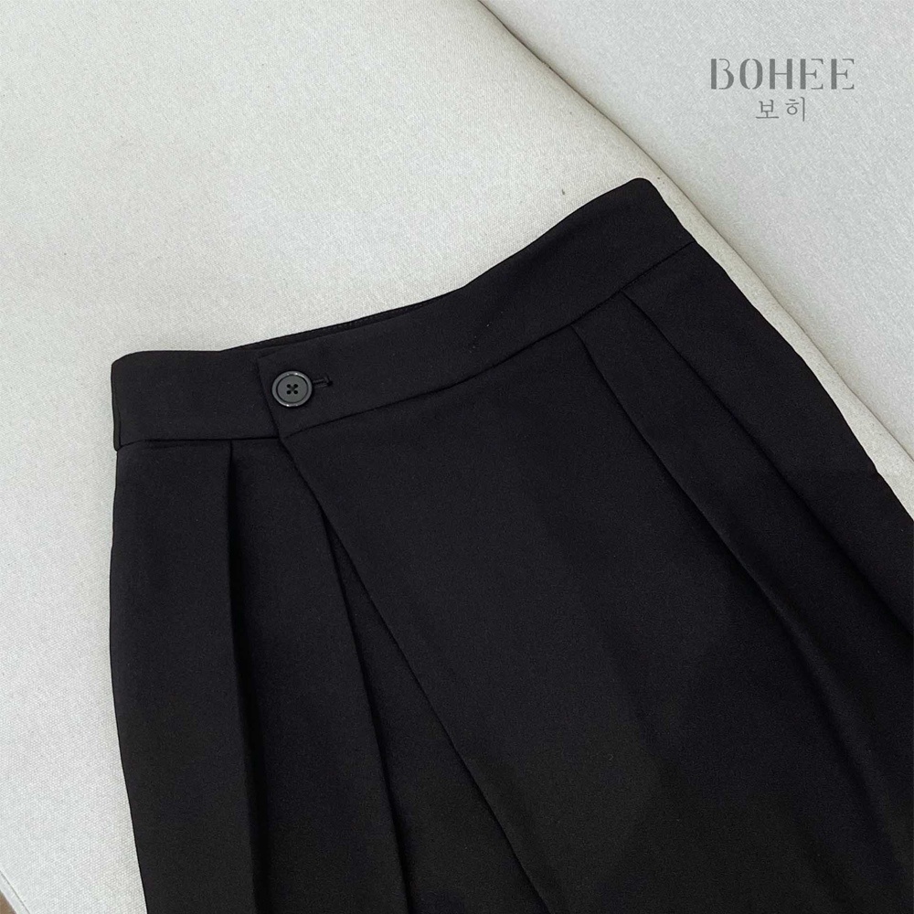Quần baggy nữ công sở vạt chéo cạp cao hàng thiết kế thanh lịch tôn dáng BOHEE Q60