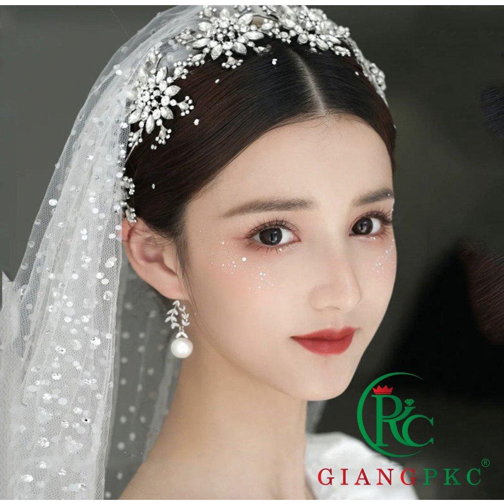 Băng đô cài tóc cô dâu hoa tuyết thời trang cưới T9-2022 Giangpkc Phụ kiện cưới Giang