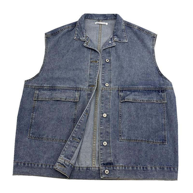 Áo Khoác Denim Không Tay Dáng Rộng Phong Cách Thời Trang Đường Phố Cho Nữ