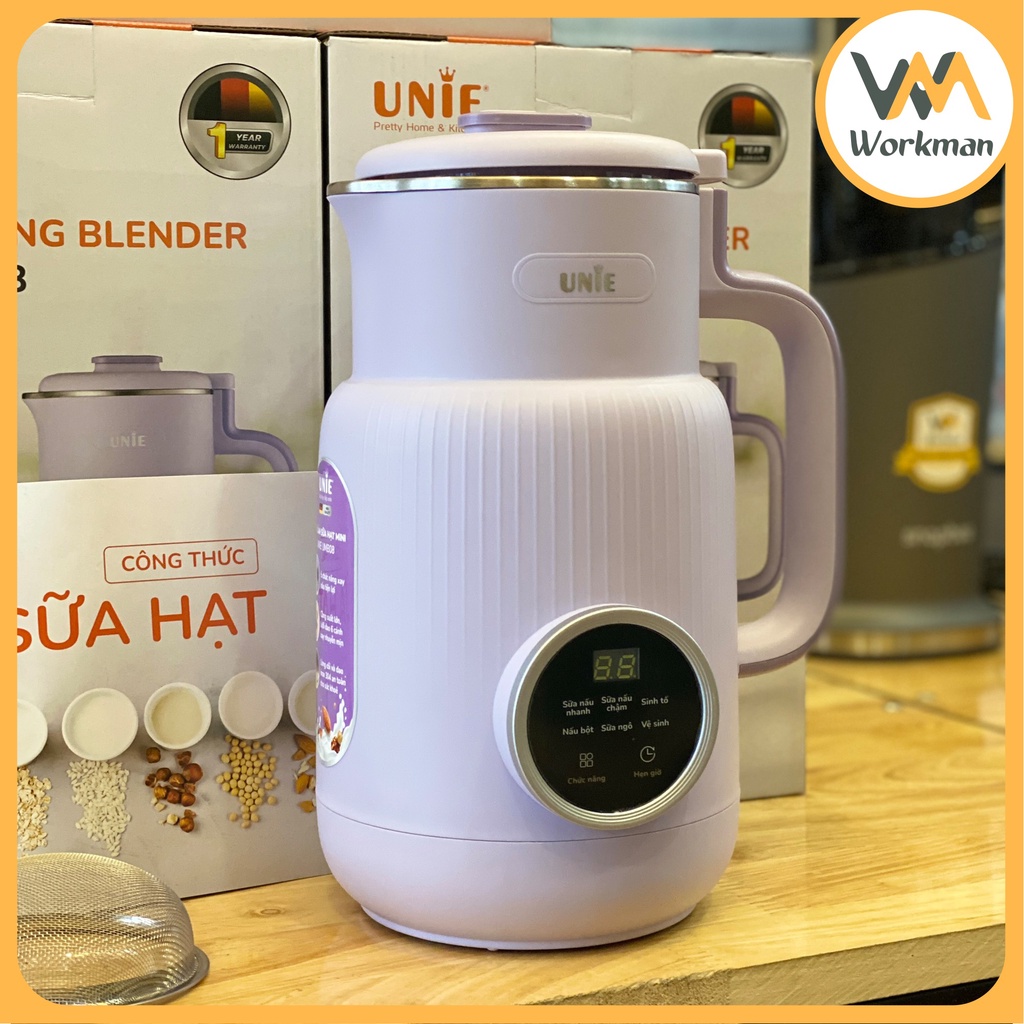 Máy Làm Sữa Hạt Mini Unie UMB08 600ml, Công Suất 600W, 5 Chức Năng Xay Nấu Đa Năng