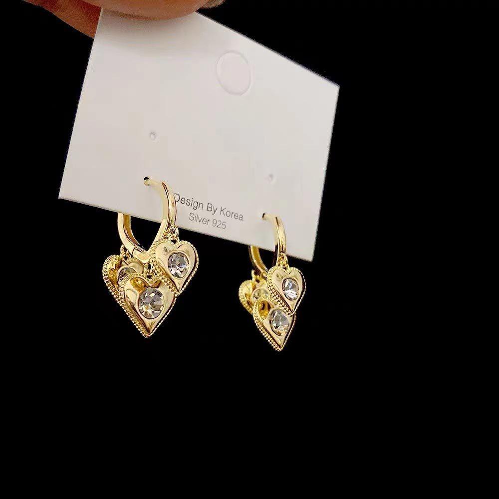 Bông Tai Dáng Dài Hình Trái Tim Thời Trang Cho Nữ