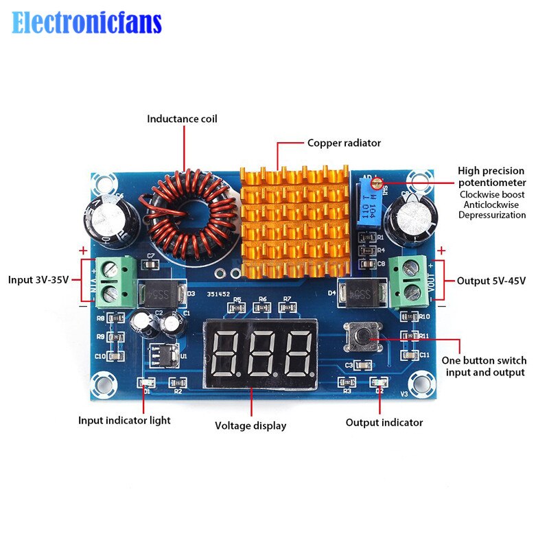 Mô đun tăng áp DC 3V-35V sang DC 5V-45V 5A XH-M411