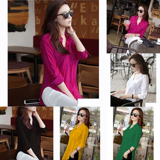 Áo sơ mi nữ form dài phối túi xinh xắn thanh lich