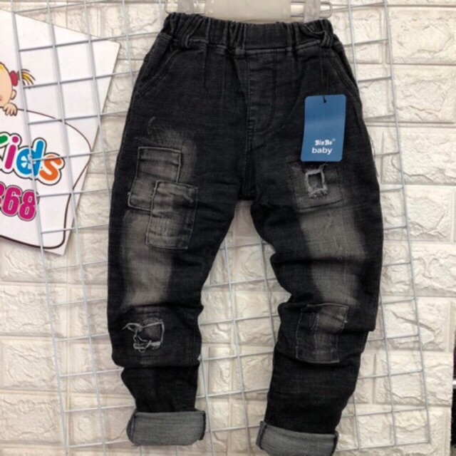 Combo Quần jean rách vá SB siêu chất chơi cho bé sz 25-35kg