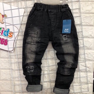 Combo Quần jean rách vá SB siêu chất chơi cho bé sz 25-35kg