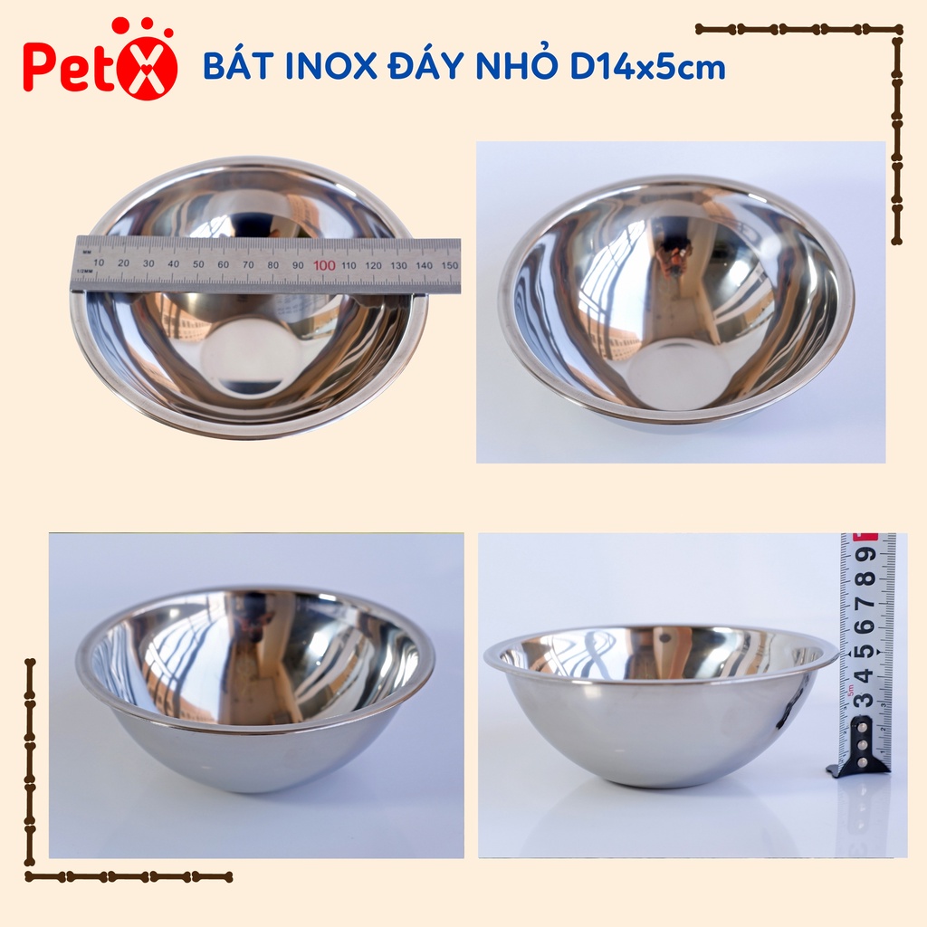 Bát ăn cho chó mèo, thú cưng, bát inox D14cm