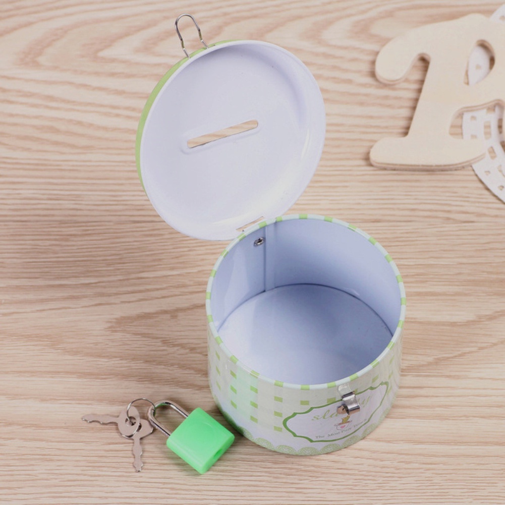 Heo Đất Kim Loại Thiếc Tròn Dễ Thương Hoạt Hình Hộp Đựng Tiền Xu Tiết Kiệm Có Khóa Và Chìa Khóa Đồ Chơi Trẻ Em Quà Tặng Trẻ Em Màu Ngẫu Nhiên Cyn