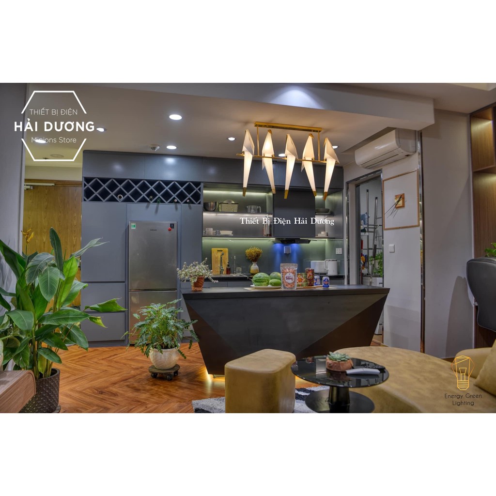 Đèn thả trang trí hình chim cao cấp (5 chim) LED - trang trí decor bàn ăn phòng bếp decor Bắc Âu - Bảo hành 1 năm