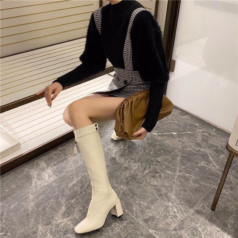 Boot hạ  Bốt khuy khoá trước về hàng 3 màu Đen - Nâu - Kem cực xinh, Hàng fullbox Sz 35-38