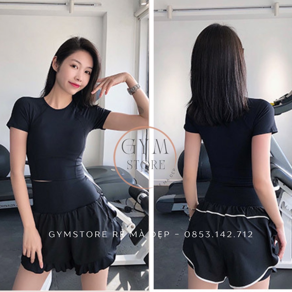 Áo Thun Croptop Ôm Body Tay Ngắn Thể Thao Nữ Tập Gym Yoga Cực Co Giãn Hút Mồ Hôi Thoáng Mát Tôn Dáng 𝐆𝐘𝐌𝐒𝐓𝐎𝐑𝐄 805