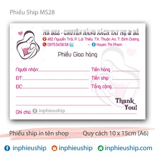 Phiếu giao hàng Mẹ và bé
