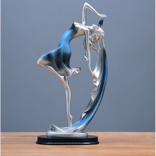 Tượng cô gái múa ba lê màu xanh trang trí - 34cm