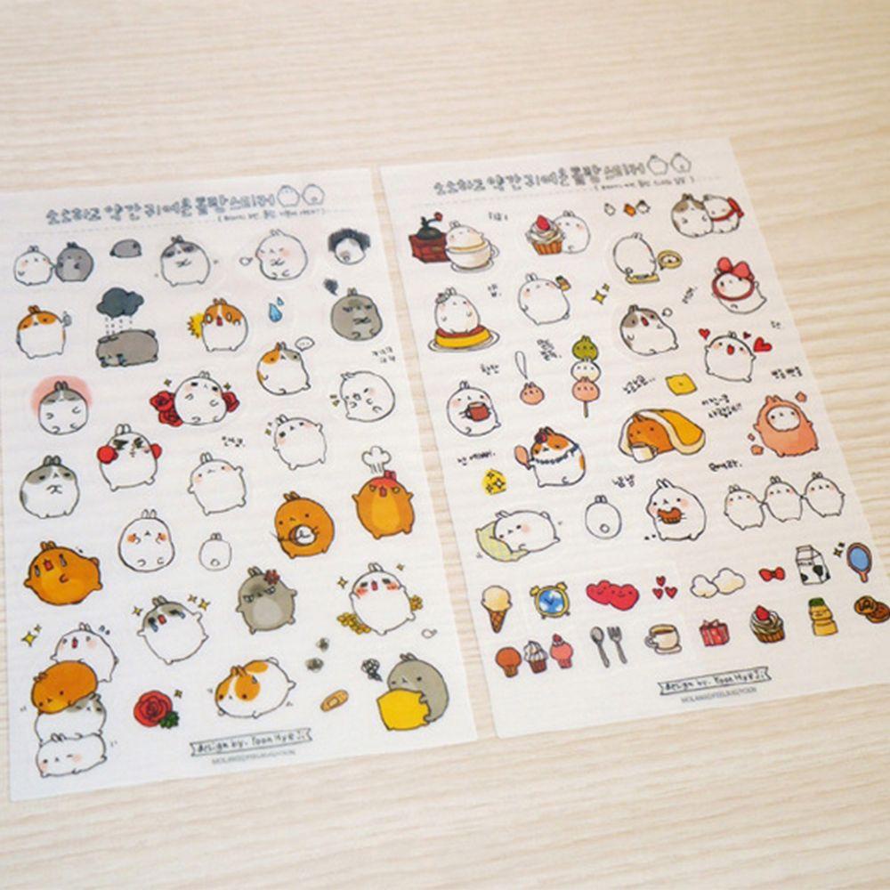 Miếng Dán Hình Thỏ Molang AUGUSTINA Kawaii Dễ Thương Trang Trí Điện Thoại Sổ Tay