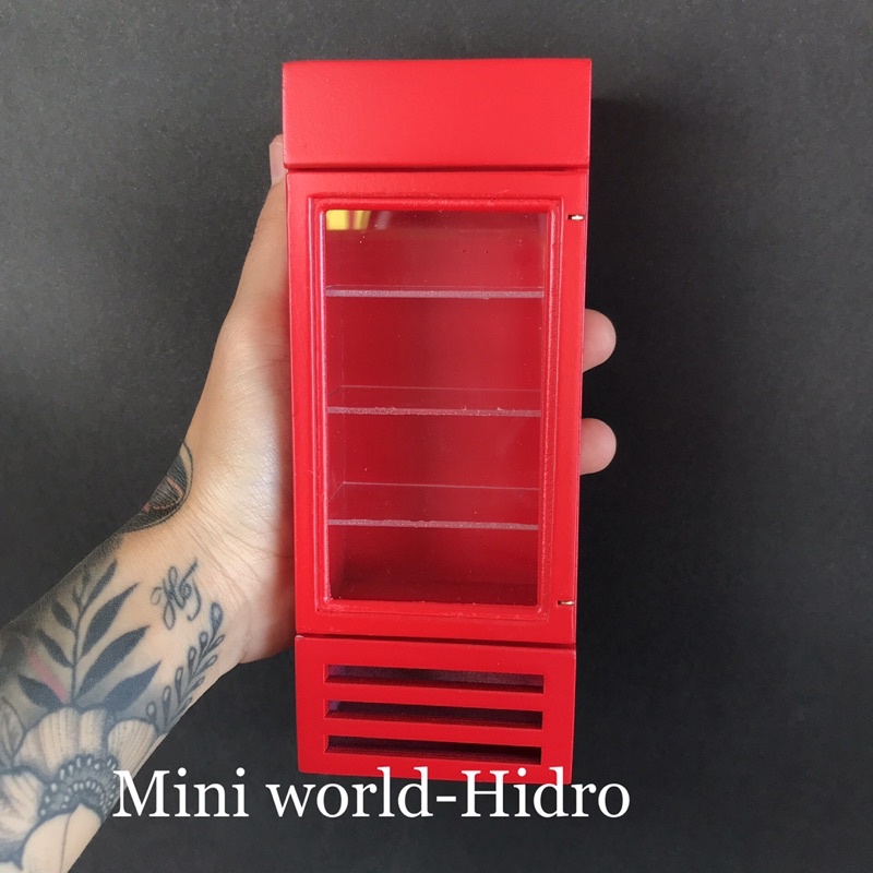 Mô hình tủ mát. Tủ lạnh mini dùng cho búp bê bằng gỗ