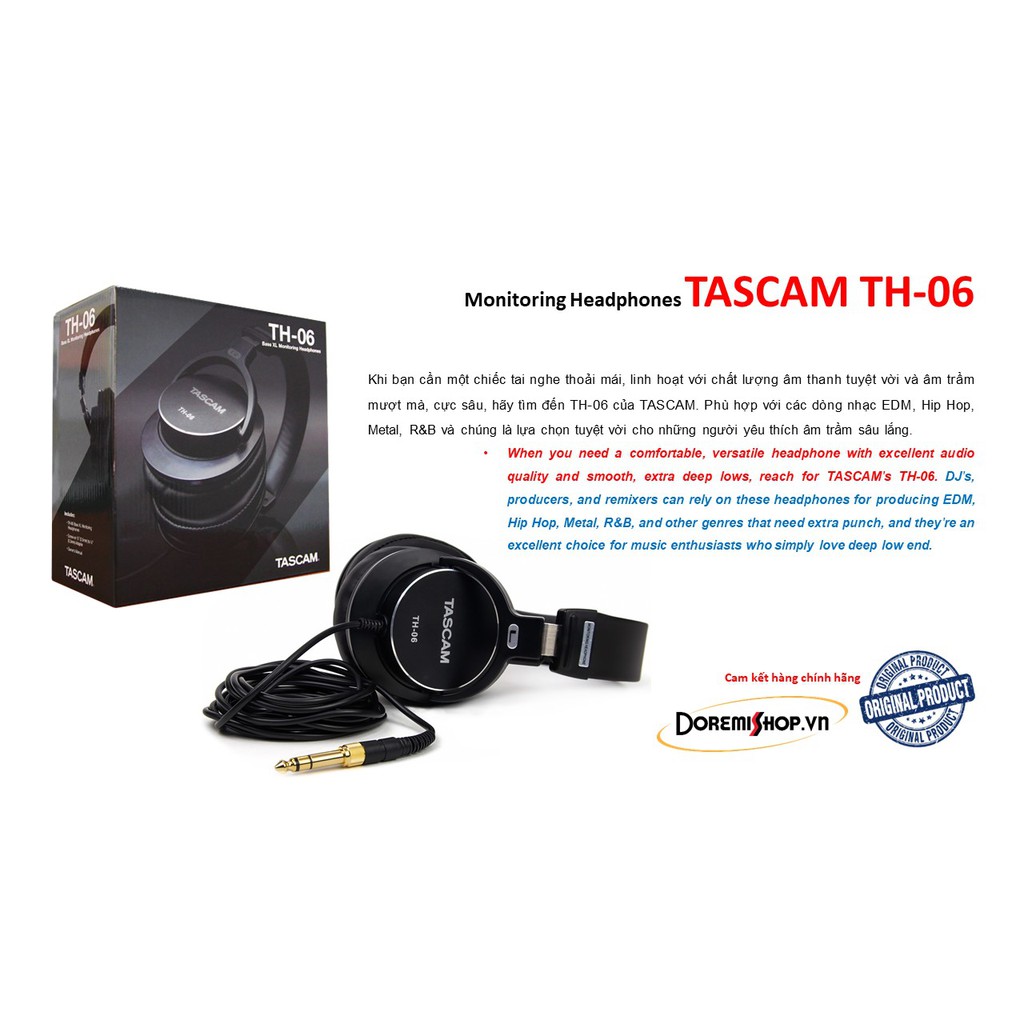 Tai Nghe Kiểm Âm Monitor Headphones TASCAM TH-06