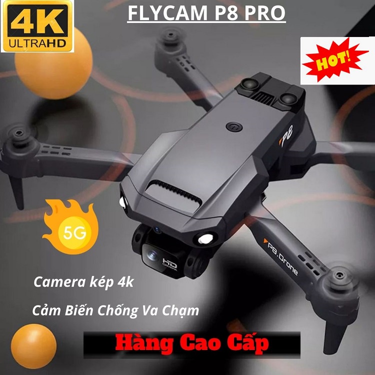 Flycam P8 Pro, 2 Camera WIFI FPV HD, Tặng Túi Chống Sốc - Máy Bay Điều