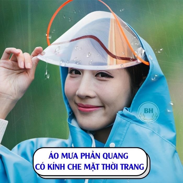 SẴN - Áo Mưa 1 Đầu Phản Quang Vải Dù, Cánh Dơi Có Kính Che Mặt Siêu Dai Chống Thấm Nước