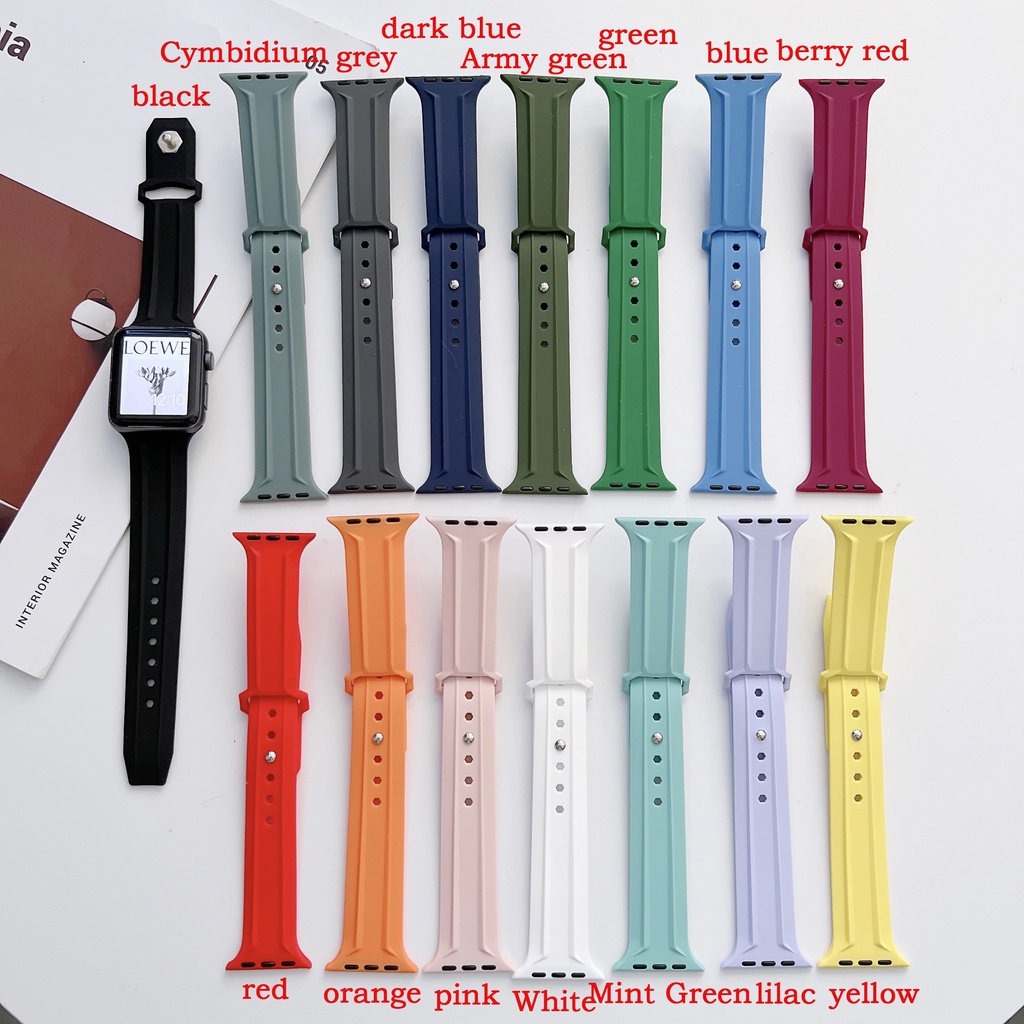 Dây Silicone Thay Thế 44mm 45mm 42mm 38mm 41mm Dành Cho iWatch Series 7 3 5 6 se