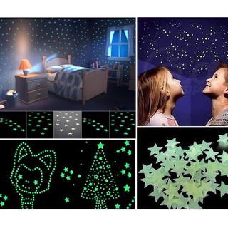 Set of 100 beautiful star-shaped luminous stickers for room decoration