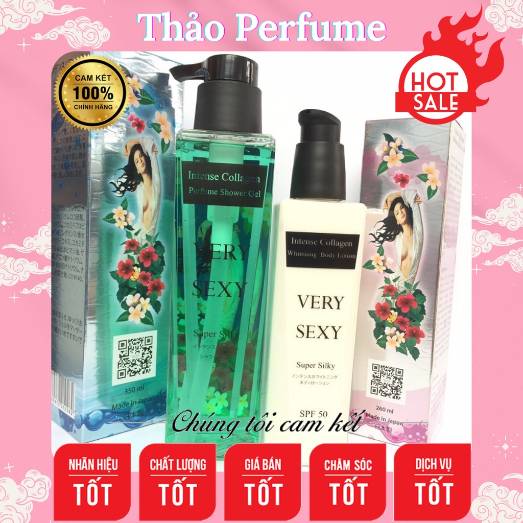 COMBO SỮA TẮM TRẮNG VÀ DƯỠNG THỂ 1 LẦN LÀ TRẮNG VERYSEXY HÀNG CHÍNH HÃNG SẢN XUẤT TẠI NHẬT