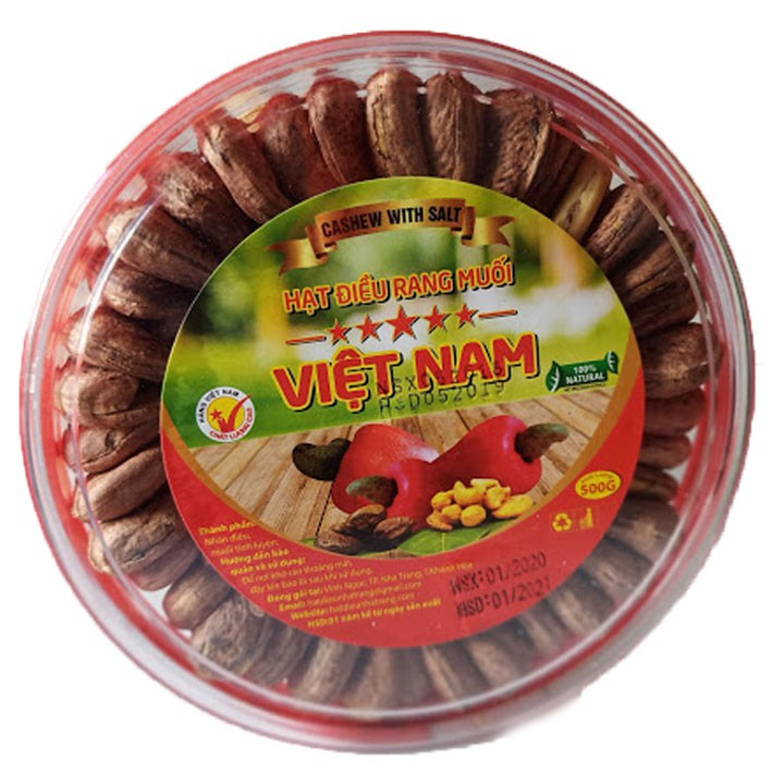 Hạt điều rang muối hộp tròn 500 gram