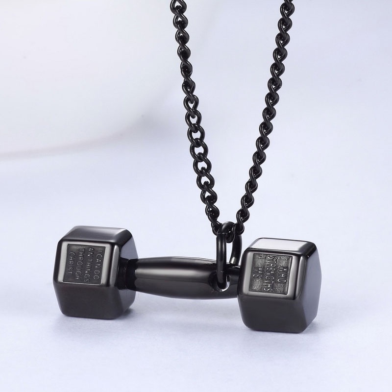 Vòng cổ kim loại mặt hình quả tạ phong cách cá tính cho nam nữ