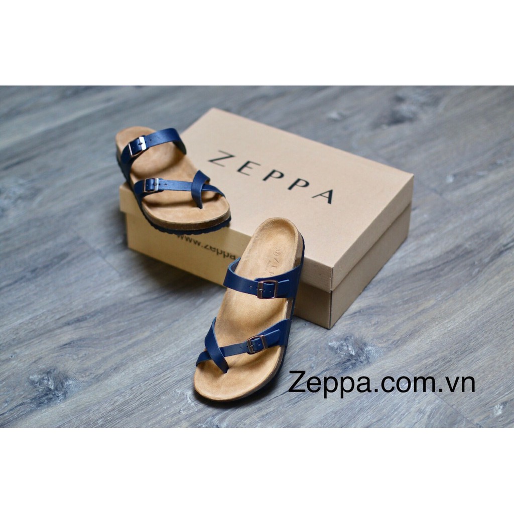 ZEPPA - Gian Hàng Chính Hãng - Da bò thật 100% - Dép đế trấu nam &amp; nữ da bò - Màu xanh navy (Size: 35-46) ZJ