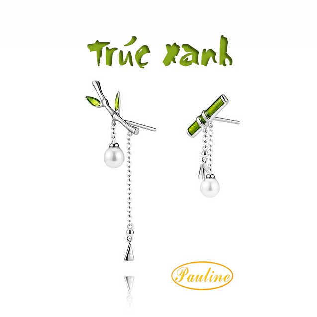 Pauline’s Store - Bông tai nữ dáng dài không đối xứng Trúc Xanh