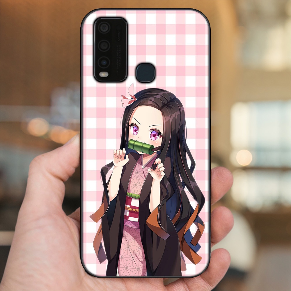 Ốp lưng Vivo Y30, Y50 viền đen in hình Nezuko Kimetsu no Yaiba