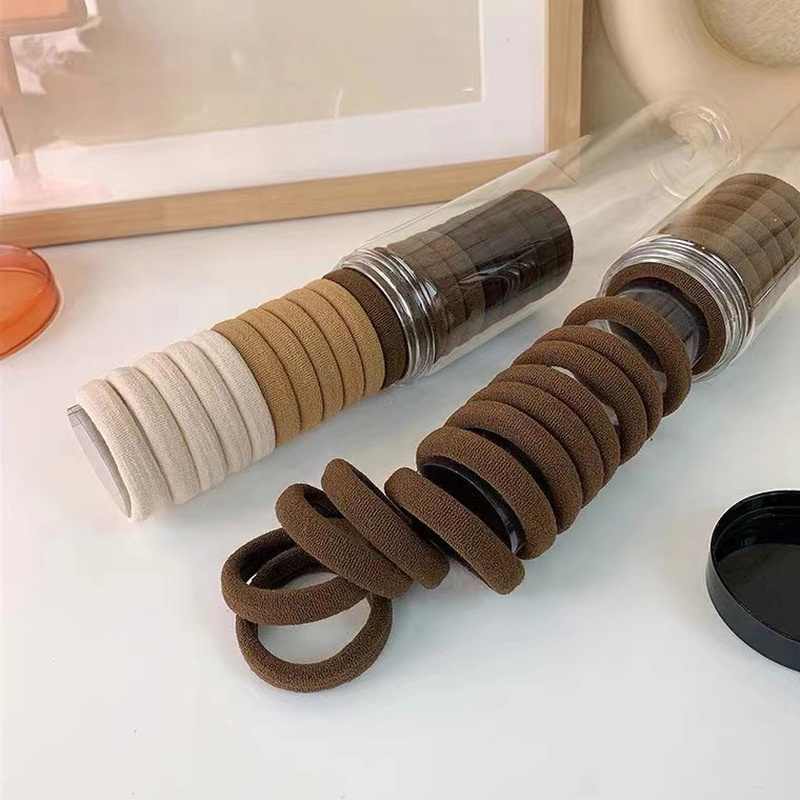 Set 20 dây buộc tóc co giãn màu sắc trơn phong cách Nhật Bản