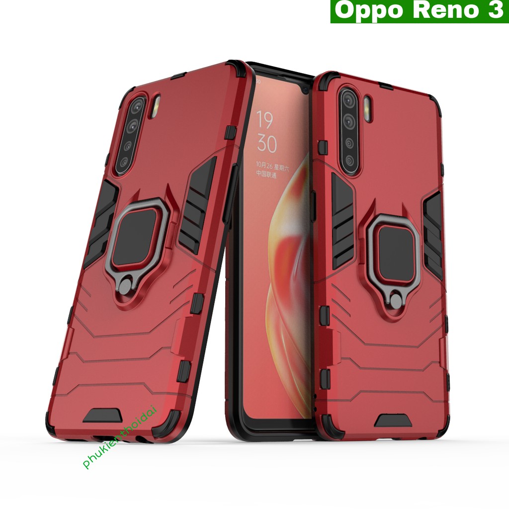 Ốp lưng Oppo Reno 3 Iron Man Iring chống sốc cao cấp giá đỡ xem phim